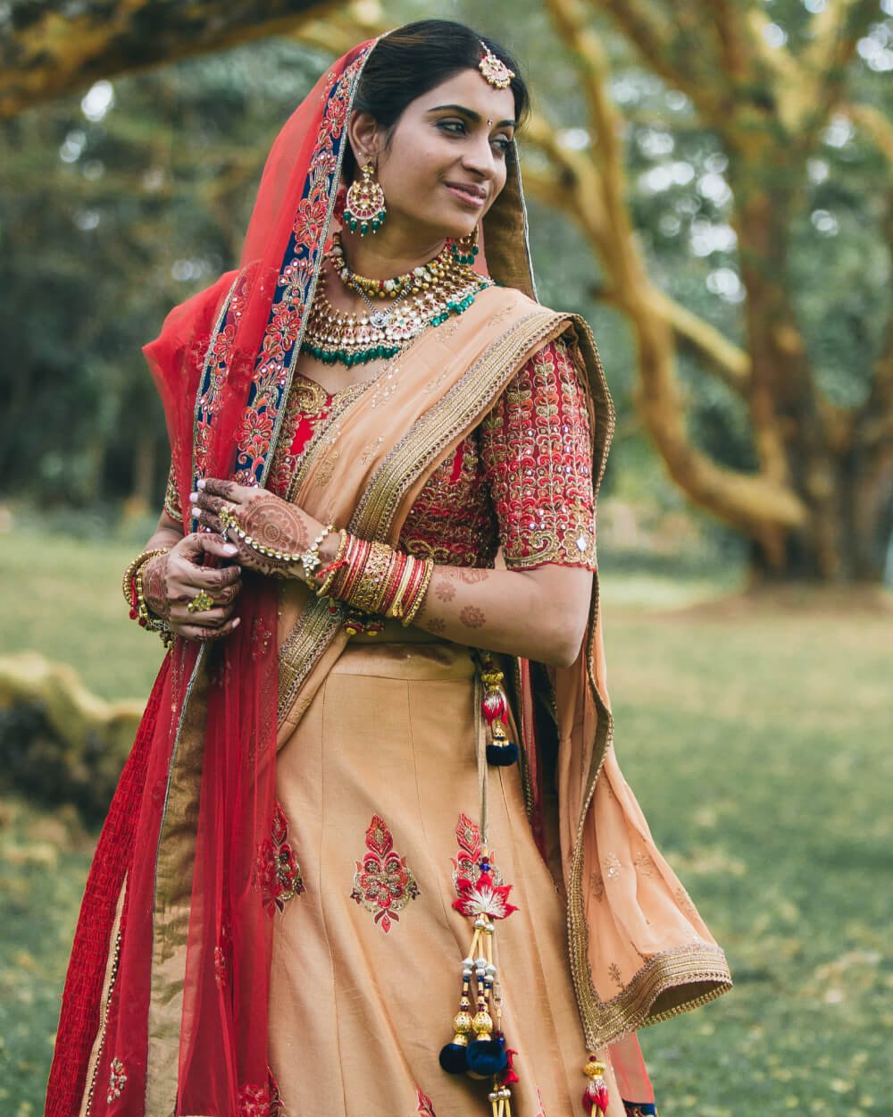 Embroidered Woven Silk Lehenga