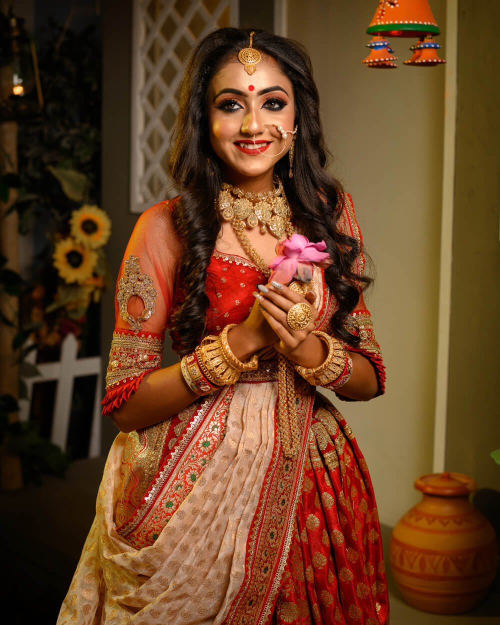 Embroidered Woven Silk Lehenga